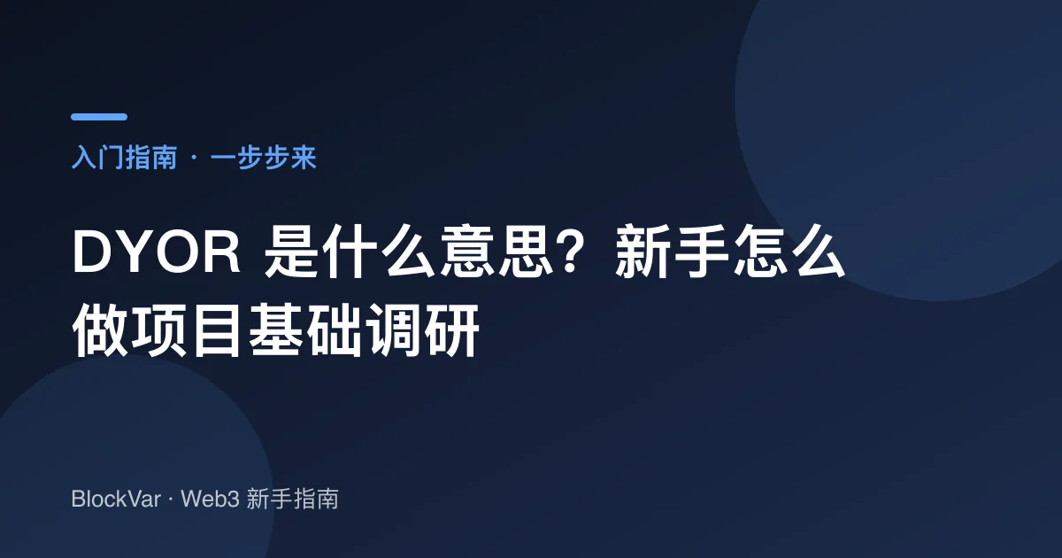 DYOR 是什么意思？新手怎么做项目基础调研